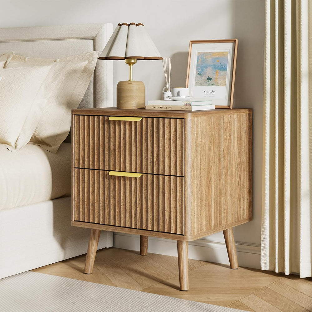 LYNSOM Fluted Dresser and Nightstand Sets 4 Piece, 2-Drawer Nightstands and 5...