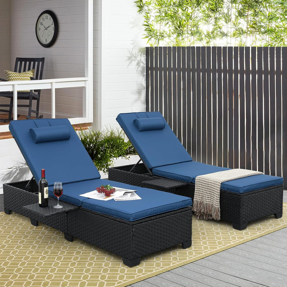 WAROOM Outdoor Chaise Lounge Chairs for Outside Patio Furniture Set of 2 Wick...