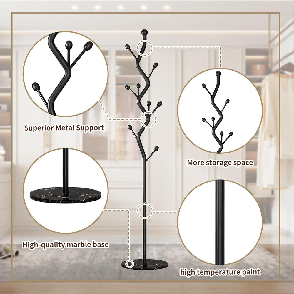 68.9 Inch Tall Modern Coat Rack,Black Freestanding Coat Rack Tree,Heavy-Duty ...