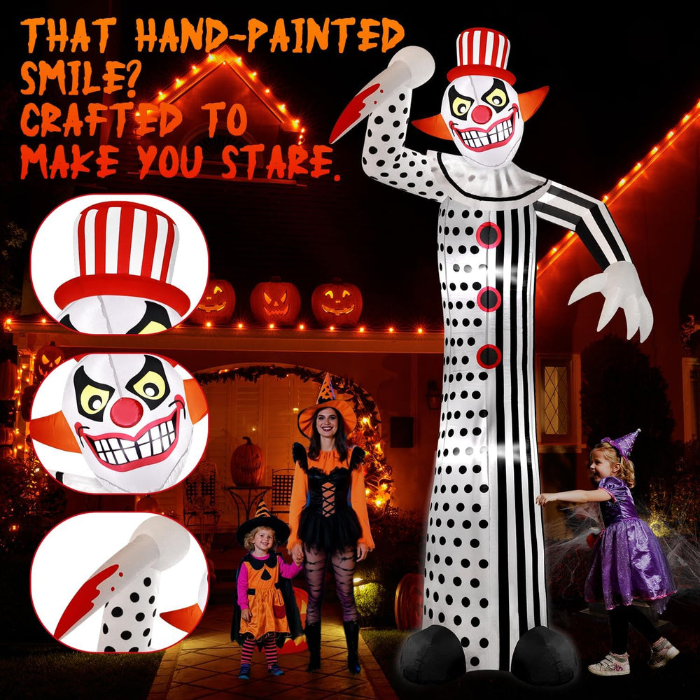 zukakii 12Ft Giant Halloween Inflatables Creepy Clown, Huge Halloween Decorat...