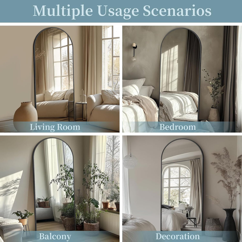 56"x14" Arched Full Length Mirror with Stand,Full Body Floor Mirror