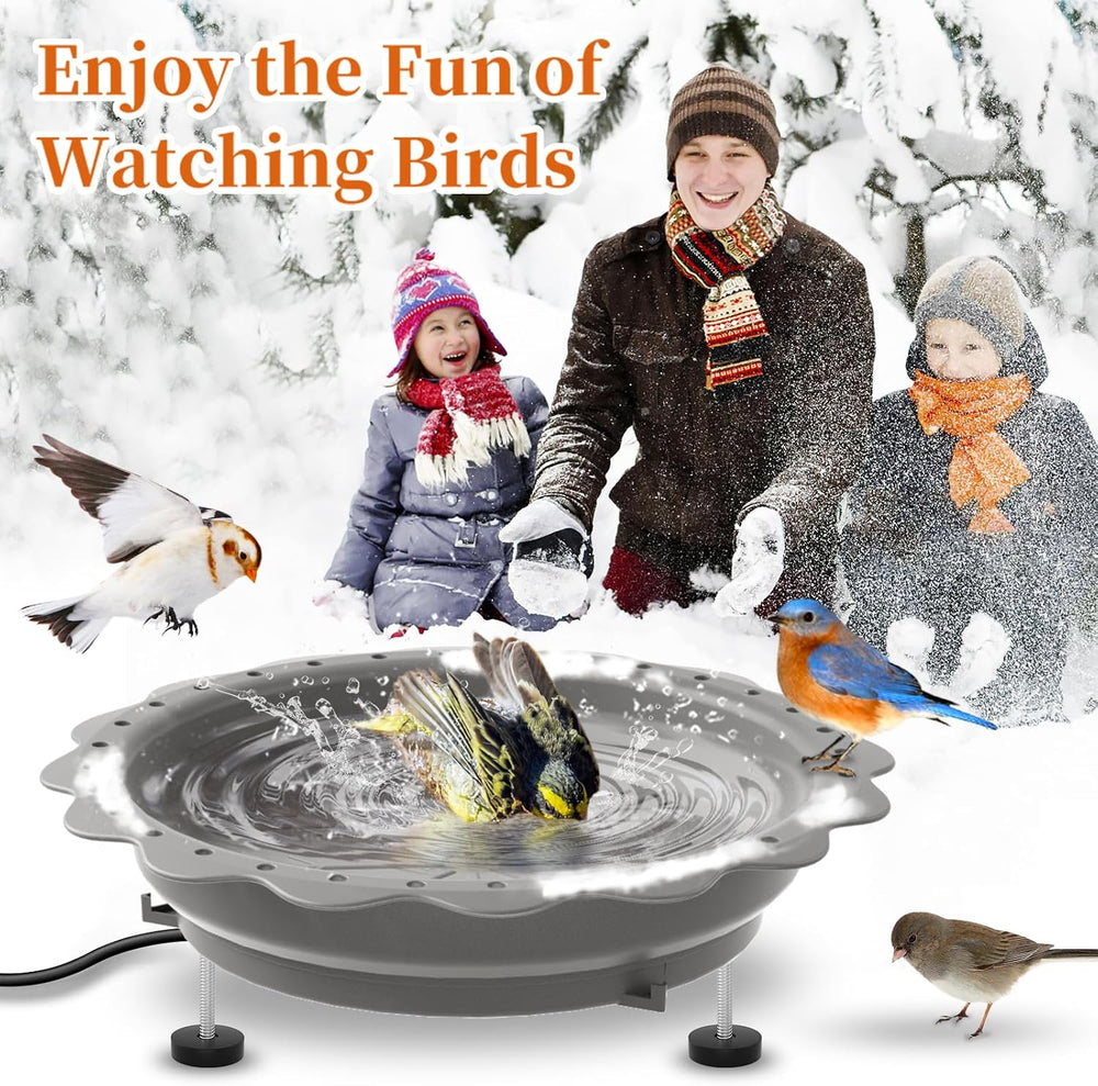 Heated Bird Baths for Outdoors Winter, 100W Heated Birdbath, Grey