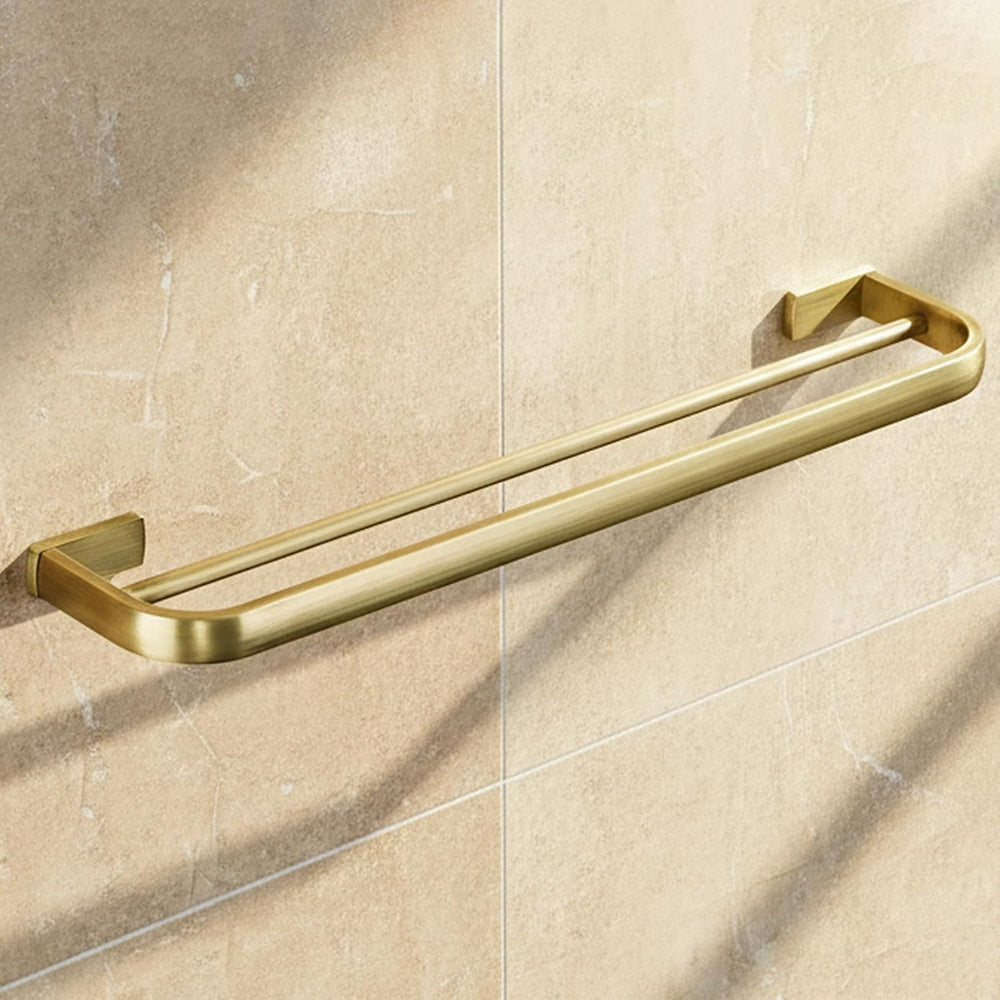 Flybath Double Towel Bar Brushed Brass Antique Wall Mount for Bathroom