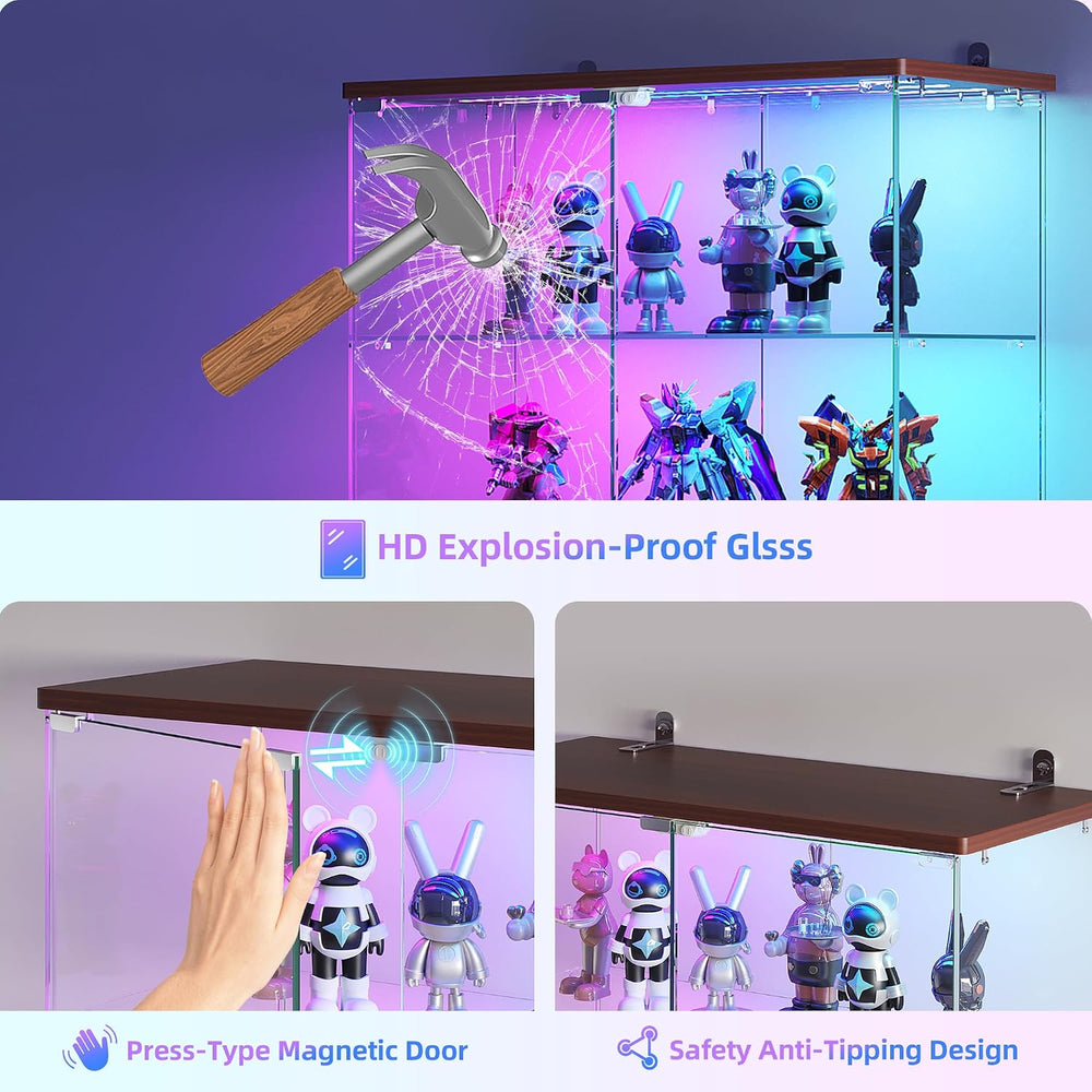 Vlsrka 71" Tall Glass Display Cabinet with RGB Lights and Motion Sensor