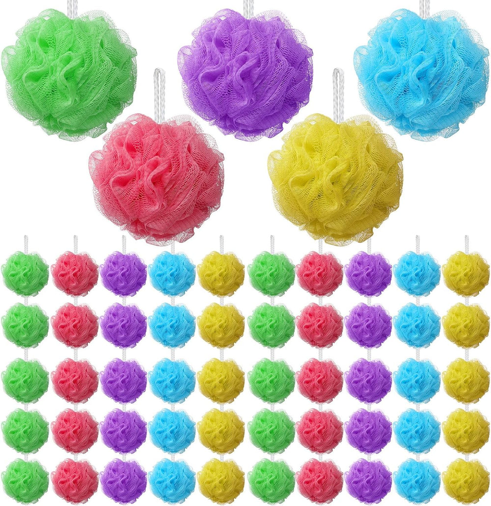 Nitial 50 Pcs Large Bath Shower Loofah Sponge Bulk 60g, Fresh Color