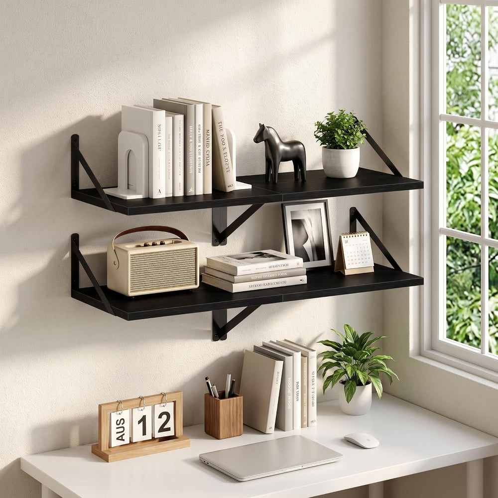 Vivelove 16" x 12" Deep Floating Shelves Set of 4, Rustic Wide Wall...