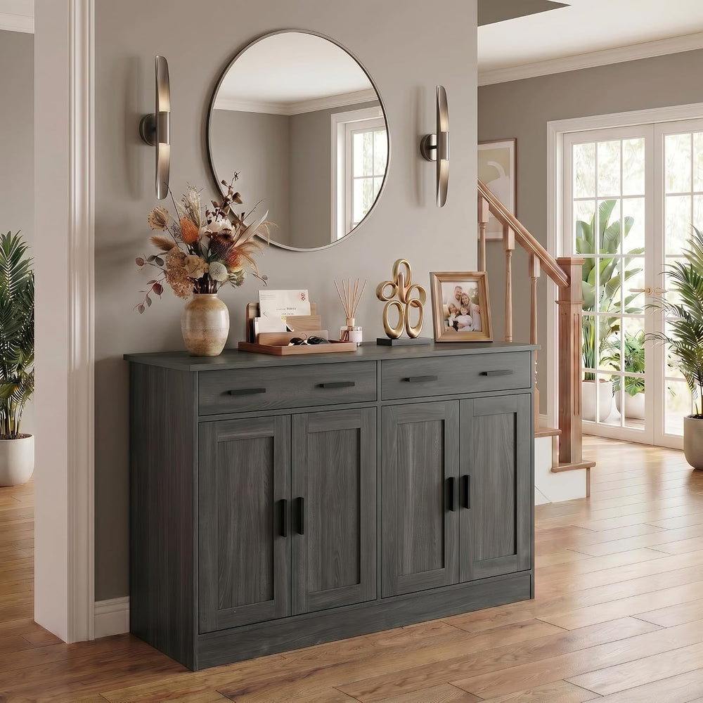 Anystyle 53" Dark Grey Buffet Cabinet with Storage, Kitchen Sideboard Bu...