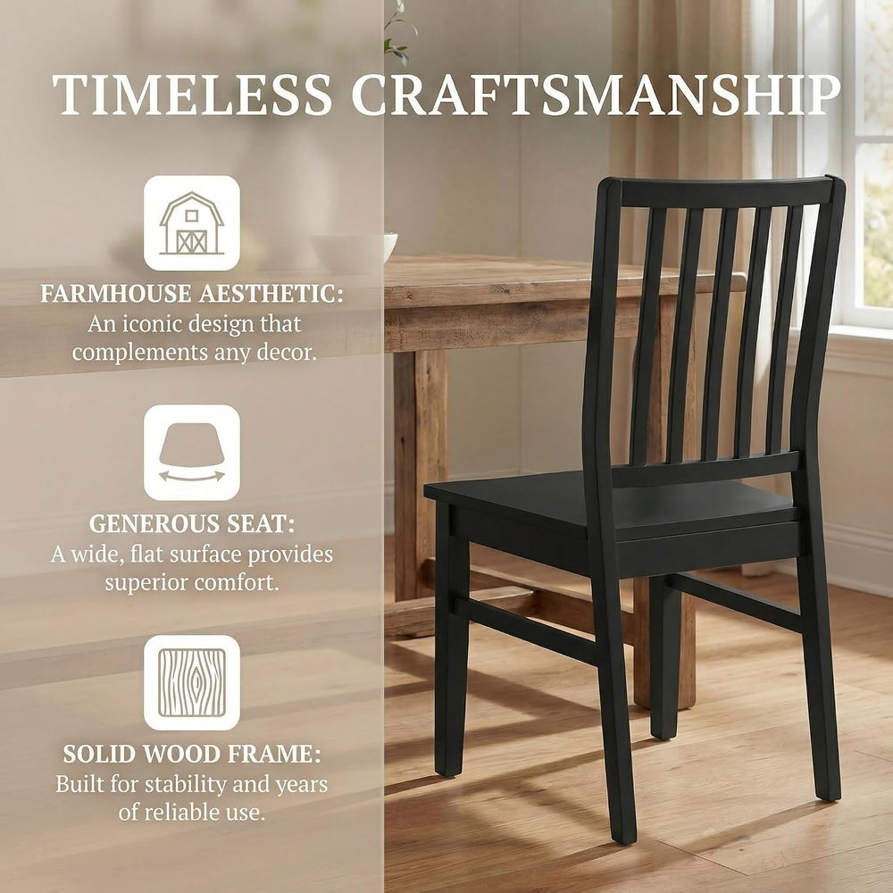 HNY Black Wood Dining Chairs Set of 4, Farmhouse Kitchen Chairs with High Bac...