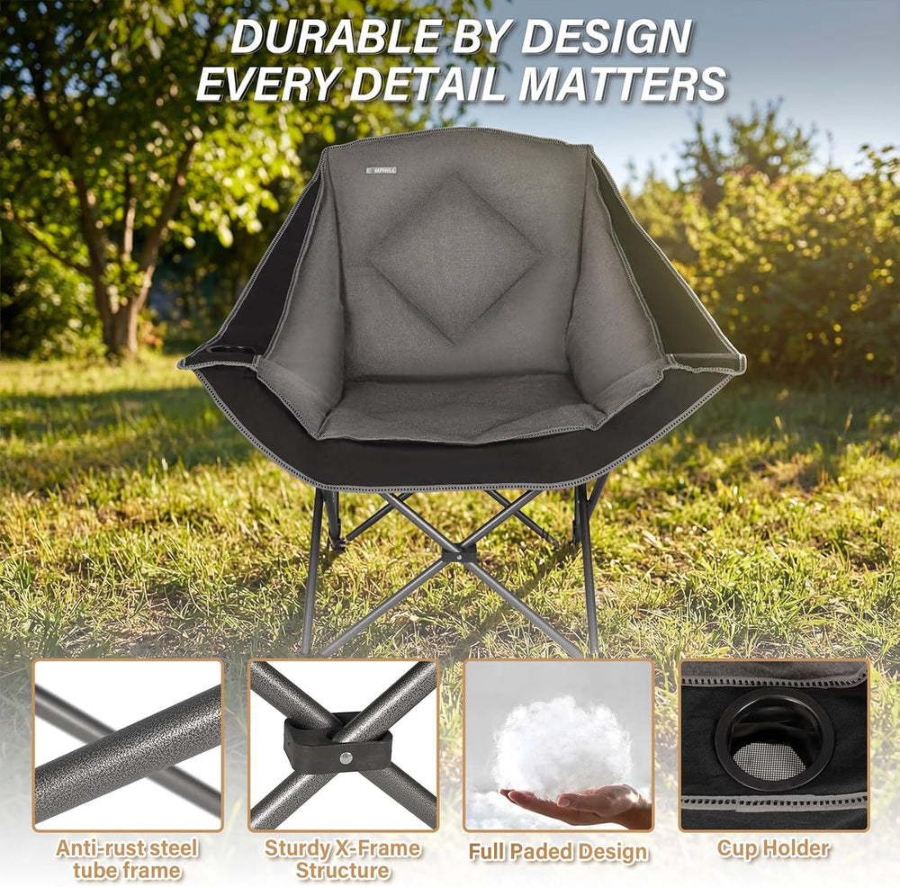 Folding Camping Chair,Oversized Portable Camping Chair with Cup Holder,Heavy ...