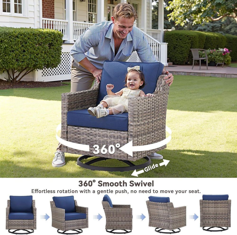 6 Piece Outdoor Patio Wicker Furniture Sets-High Back Outdoor Conversation Se...