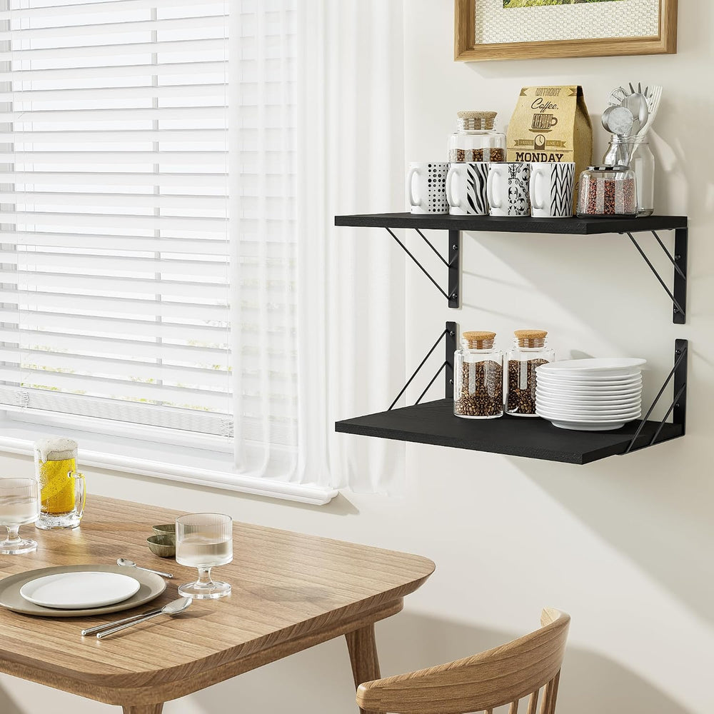 Love-KANKEI Wide Deep Floating Wall Shelves Set of 2,16"x12",Wood,B...