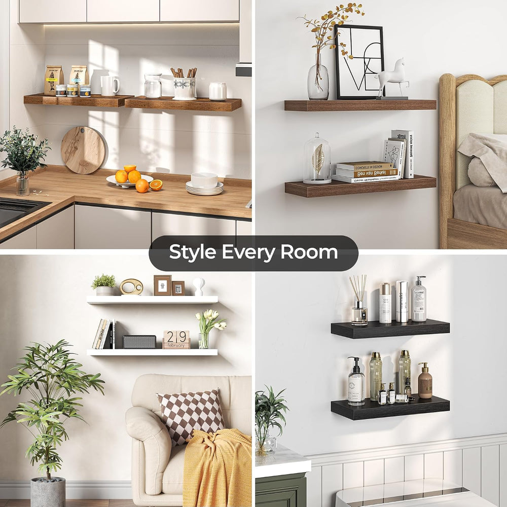 Fun Memories 8"x8" Square Floating Shelves for Wall, Black, 4-Pack