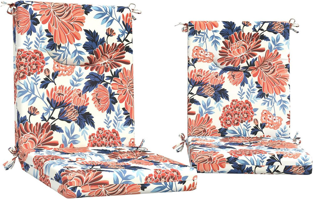 DYTXIII Outdoor High Back Chair Cushions Set of 2, 44x20 in Water Repellent P...