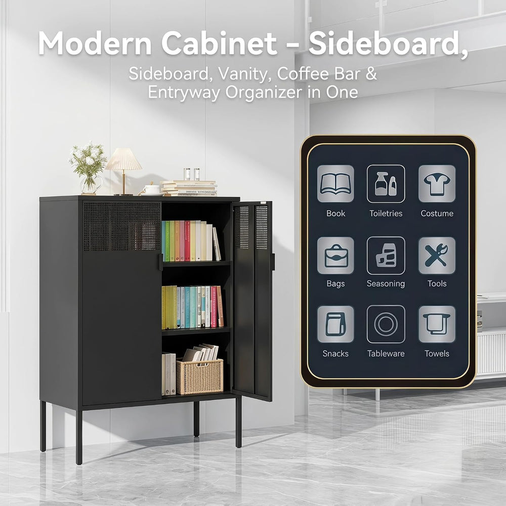 47" Metal Locker Storage Cabinet Small Buffet Sideboard Cabinets