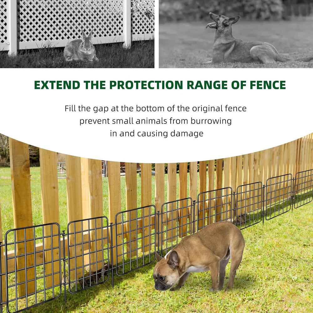30ft x 17in Garden Fence Animal Barrier, 28 Panels No Dig Fence Border, Rustp...