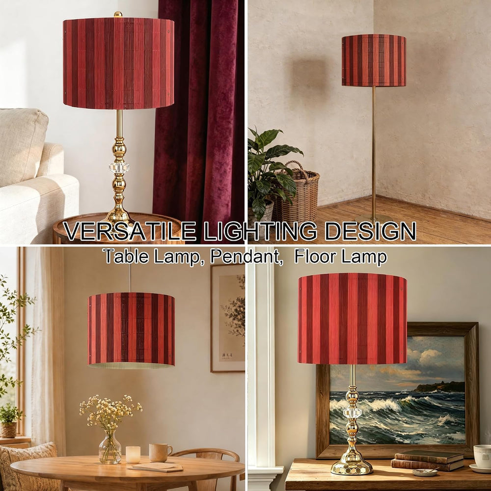 Bohemian lamp shade Art decorative Red Mix Stripes Minimalist 11.8x9Inch