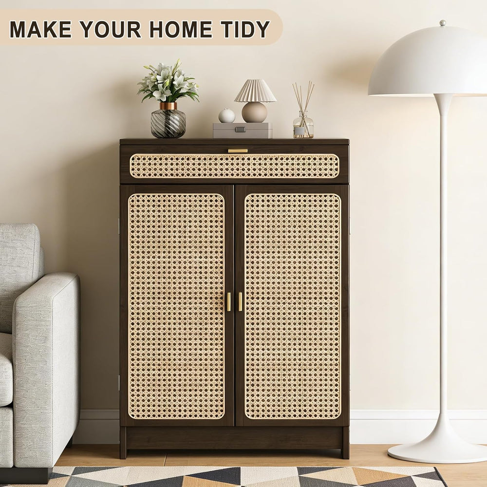 Jueraori WiFi Router Storage Cabinet with Adjustable Shelves, No Back Panel