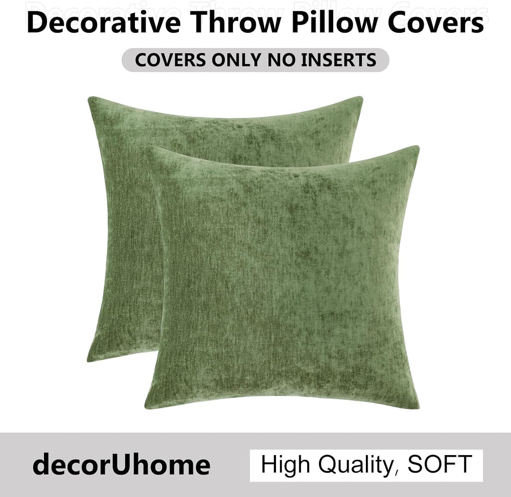 decorUhome Christmas Olive Green Throw Pillow Covers 24X24 Set of 2