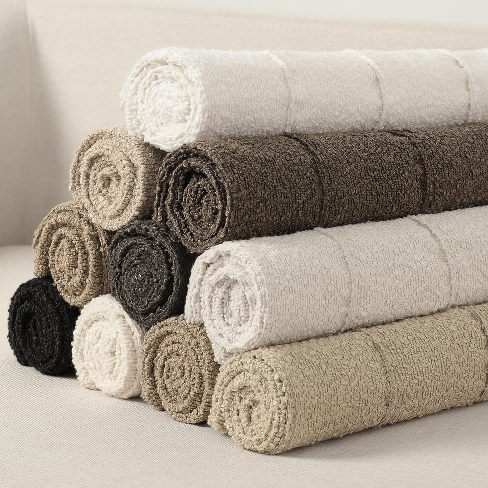 YCOLL Textured Boucle Throw Pillow Covers 22x22 Pack of 2 - Soft Neutral Stri...