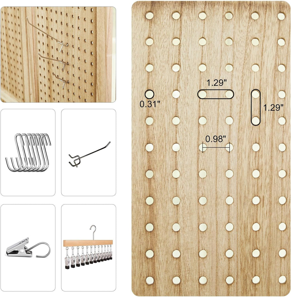 Pegboard Display, 5.6Ft Portable Freestanding Wall Organizer Wooden Room Divi...