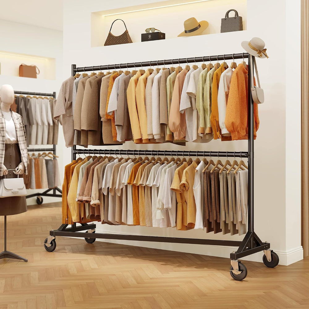 HOKEEPER Z Rack, Clothes Rack Hold 550LB Adjustable Height Black 2 Packs