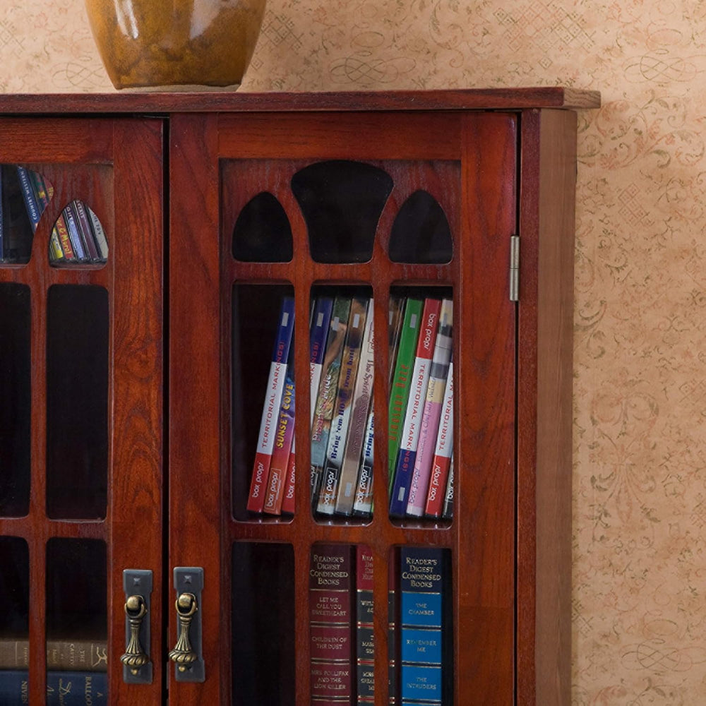 SEI Furniture - Window Pane Media Cabinet - Cherry - Transitional Design, Bro...