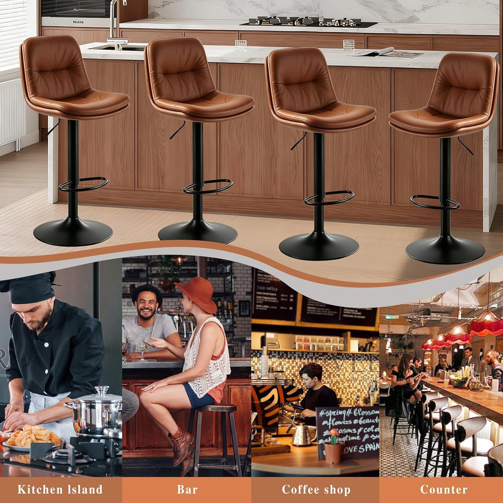 Bar Stools Set of 4 Swivel Adjustable Bar Chairs Counter Height