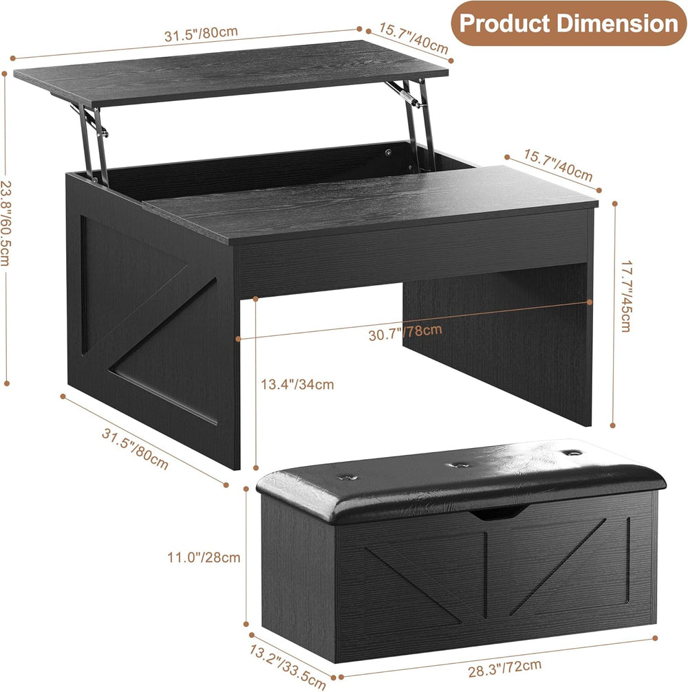 31.5" Lift Top Coffee Table with Storage