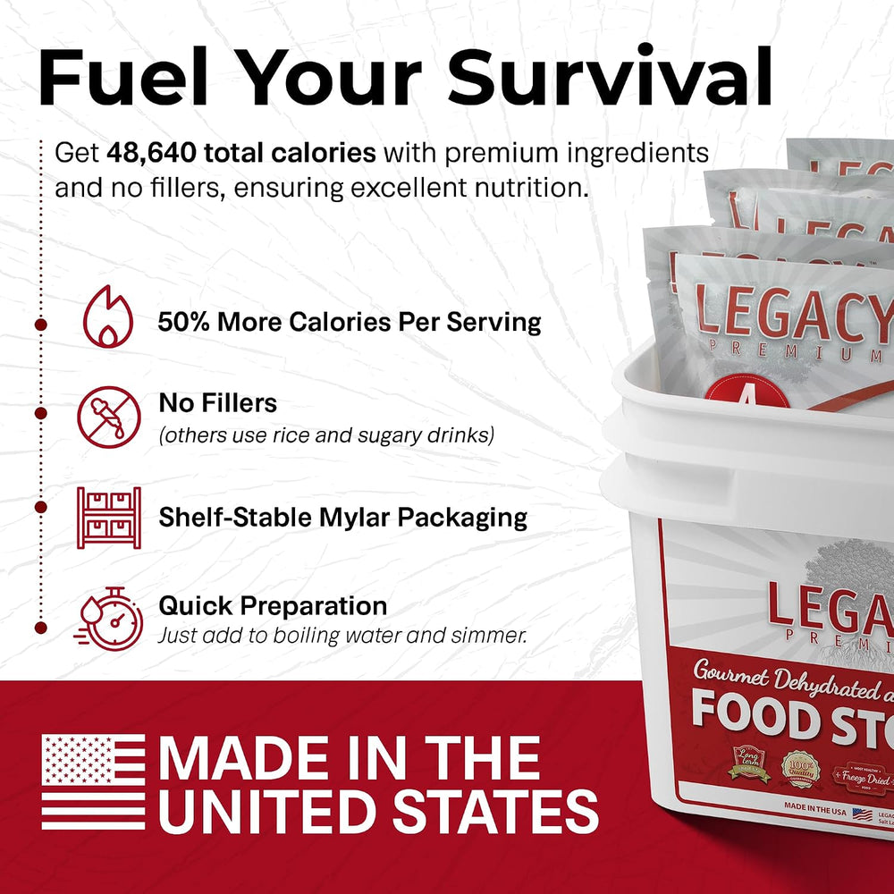 Legacy Food Storage 120 Serving Emergency Food Supply Bucket, 16 Entrees, 48,...