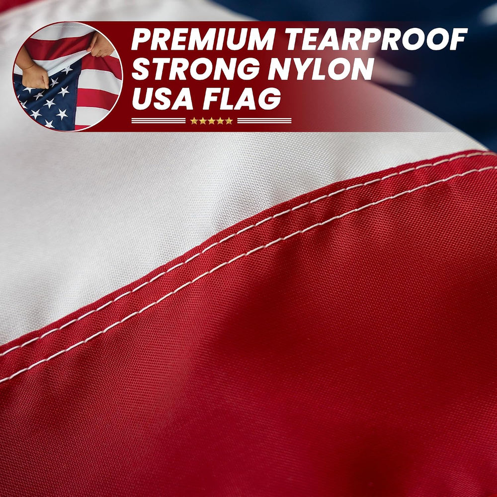 Premium American Flag for Outside 3x5 Made in USA | Outdoor Nylon Flag with E...