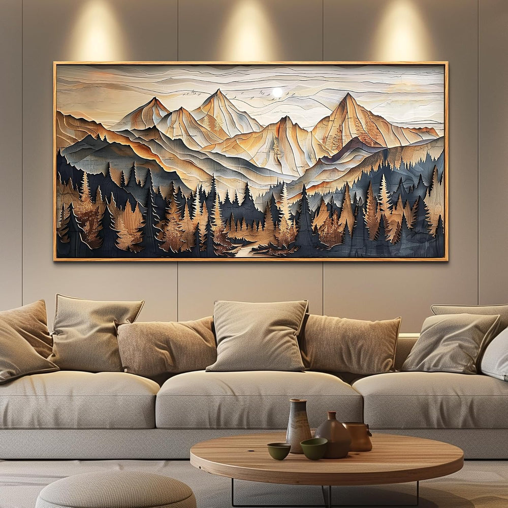 Wood Farmed Canvas Wall Art For Living Room Large Wall Decor For Office Bedro...