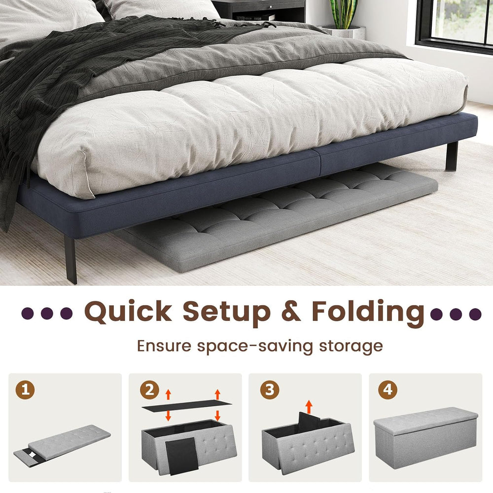 GIANTEX Storage Ottoman Bench, 43" L Folding Foot Rest Storage Chest wit...