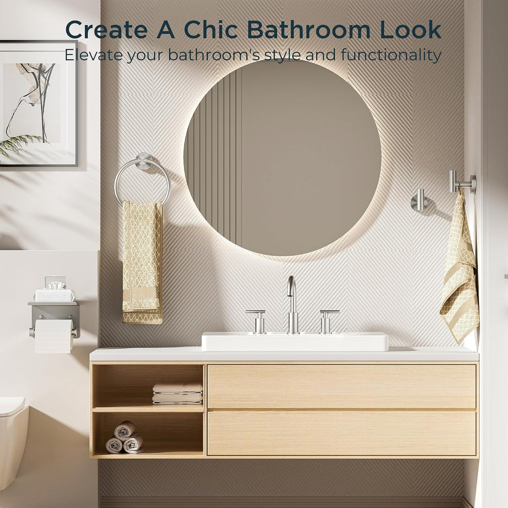 FORIOUS Bathroom Accessories, 5-Piece Bathroom Hardware Set - 24" Towel Bar