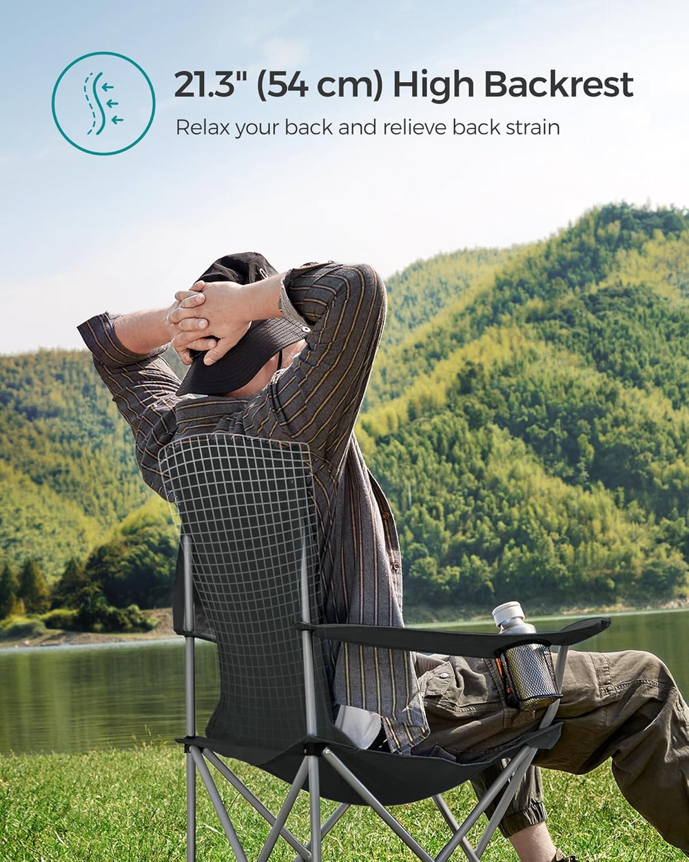 SONGMICS Set of 2 Folding Camping Chairs, Max. Load Capacity 330 lb