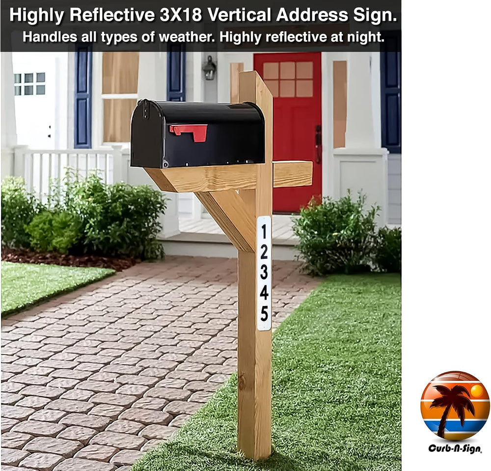 Curb N Sign Mailbox Numbers Plaques - 3 x 10 Inch Made of Premium Silk-Screen...