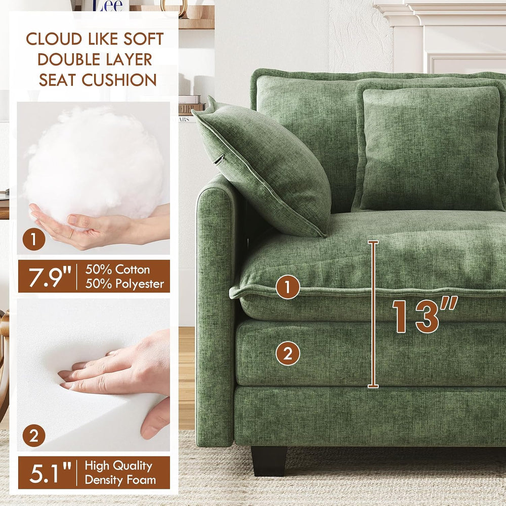 WorthFurni 111.4" Modular Sectional Sofa, U Shape Cloud Couch with 2 Mov...