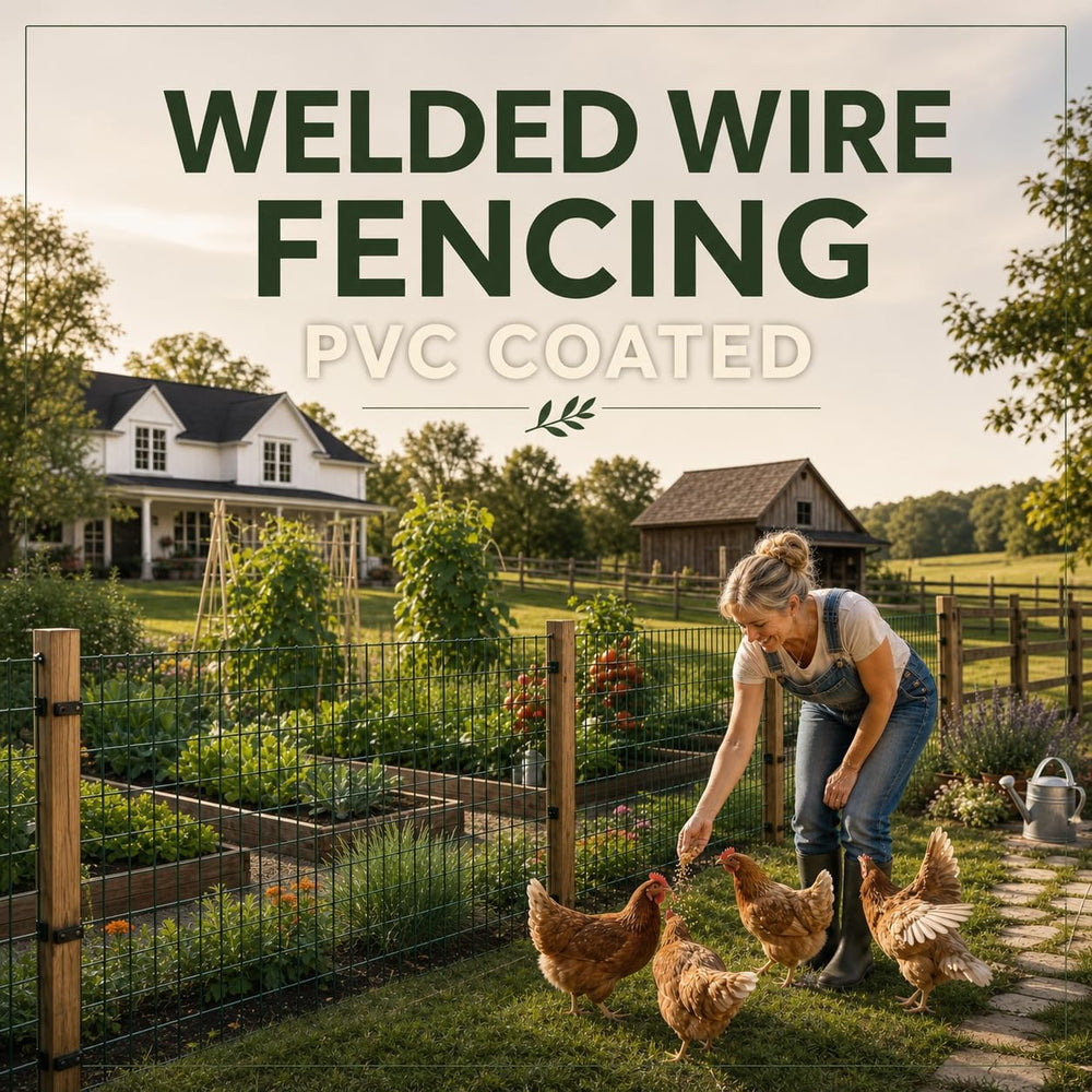 Green PVC Coated Welded Wire Fencing 48 Inch x 100 Foot, 2 Inch x 3 Inch 16GA...