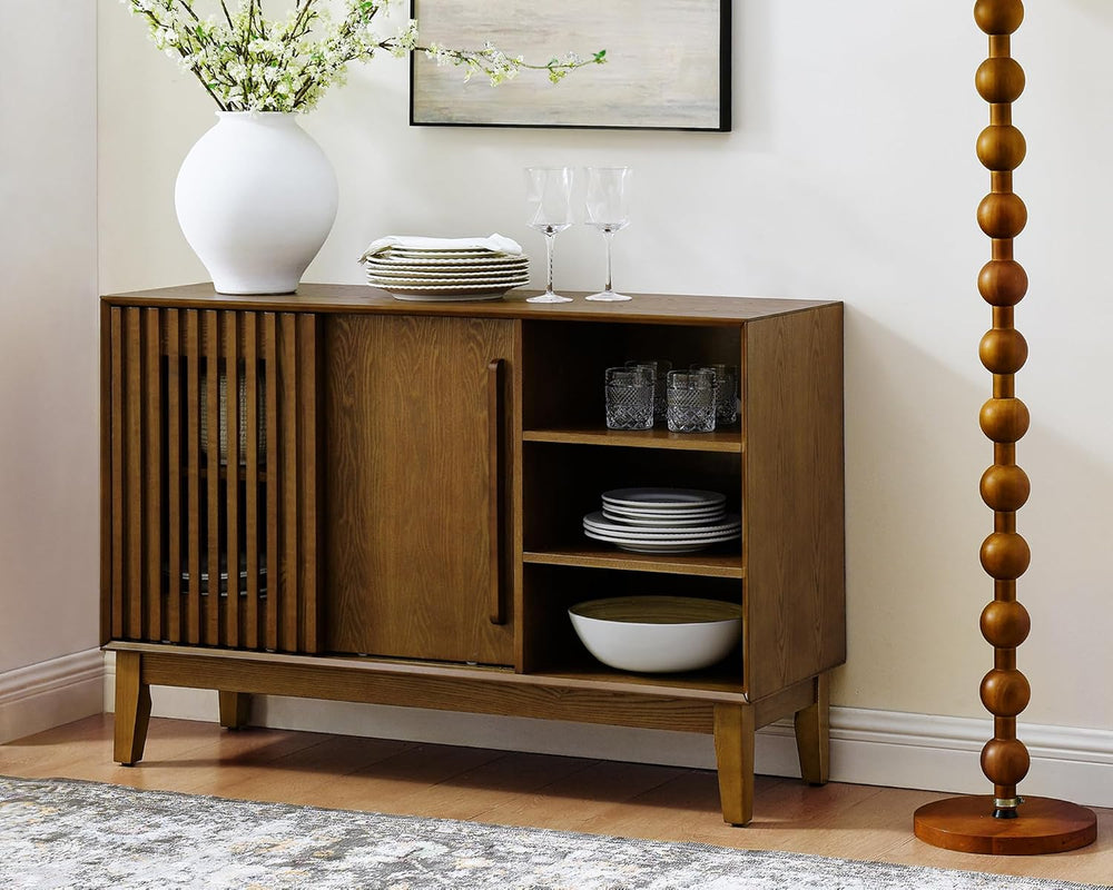 LKTART 47.3" Mid Century Modern Sideboard Buffet Cabinet with Sliding Door