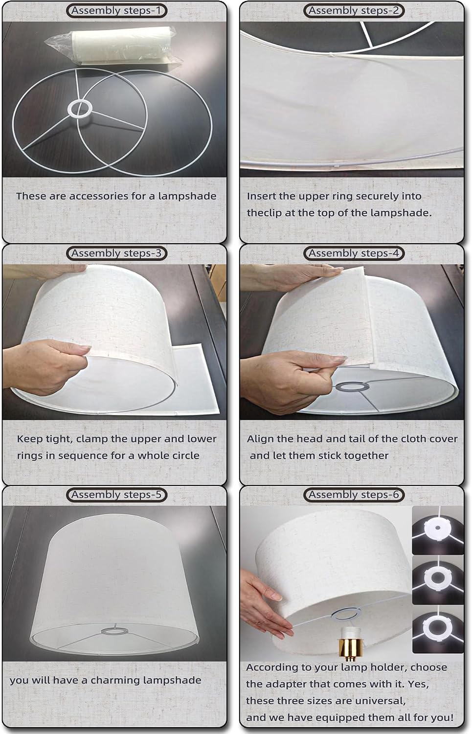 2PCS Natural linen lamp shades Modern Beige Gray Lampshade