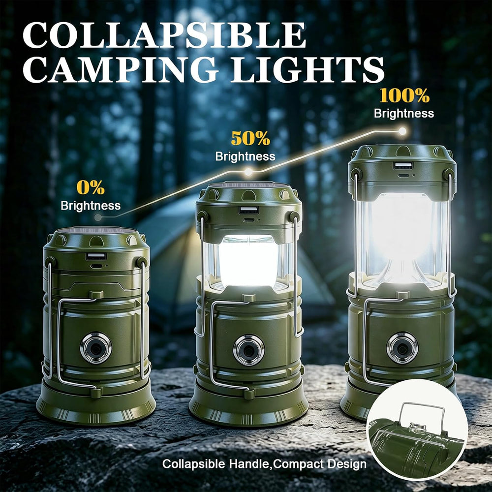 DIBMS 4-Pack Solar Camping Lantern, Collapsible Flashlight Emergency Lights