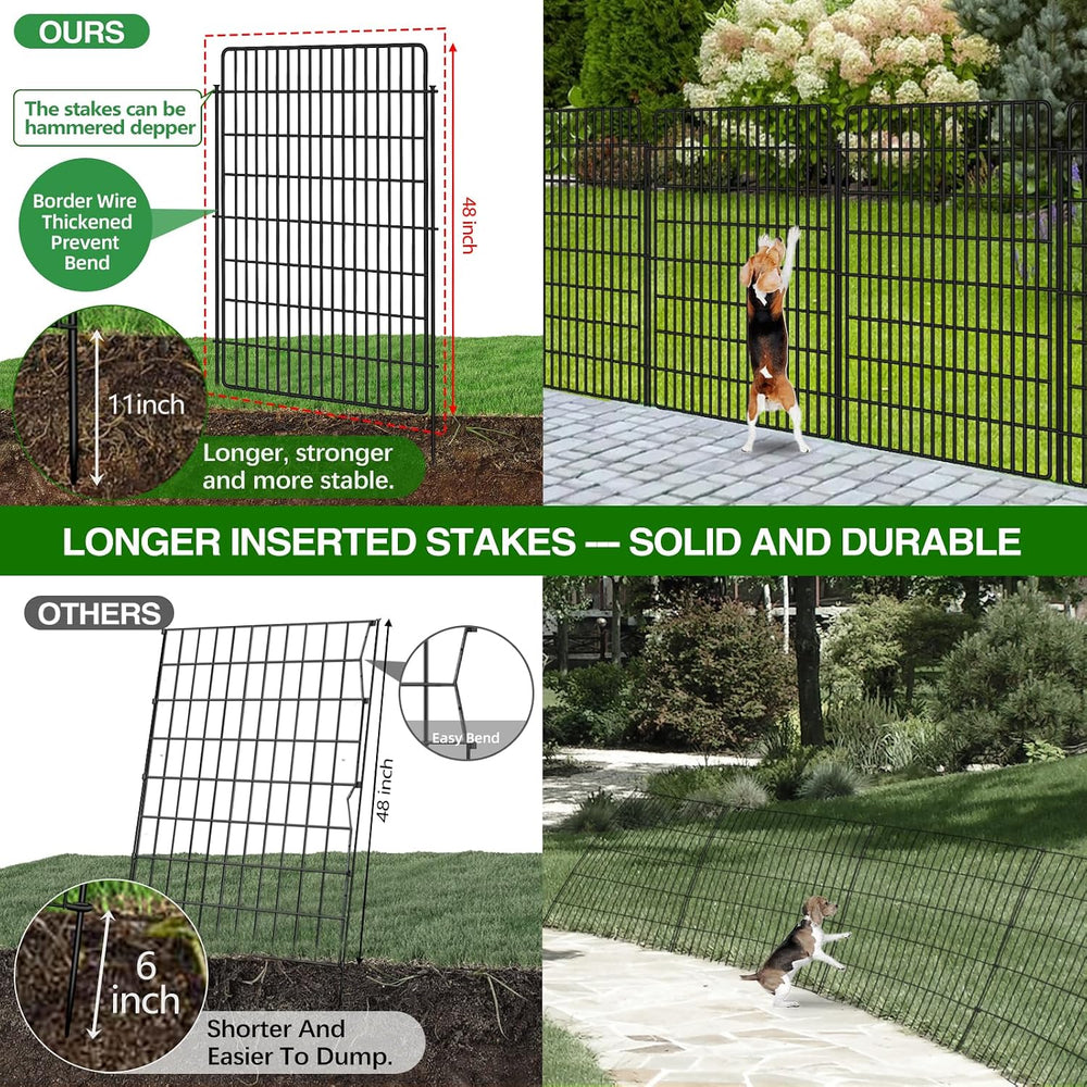 10 Panels Garden Fencing Animal Barrier with Lock, 48 in(H) X 24 Ft(L) Dog Fe...
