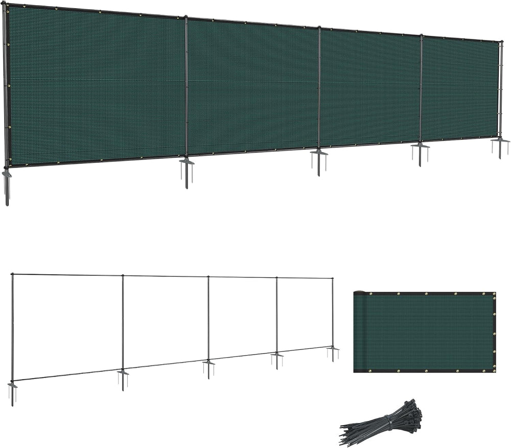 SunnyRoyal 5' x 24' Privacy Fence Screen Panel with Iron Poles Freest...
