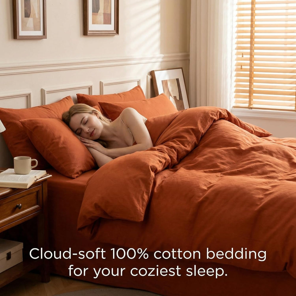 HeimenAogo Egyptian Cotton Duvet Cover Set King, Ultra Soft and Breathable Co...