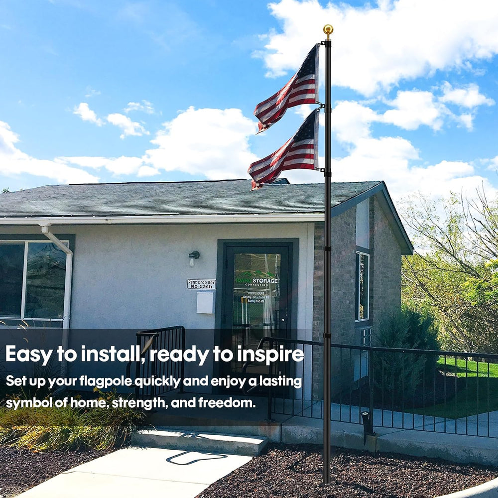 20FT Telescoping Flag Pole for Outside House,Extra Thick with US Flag