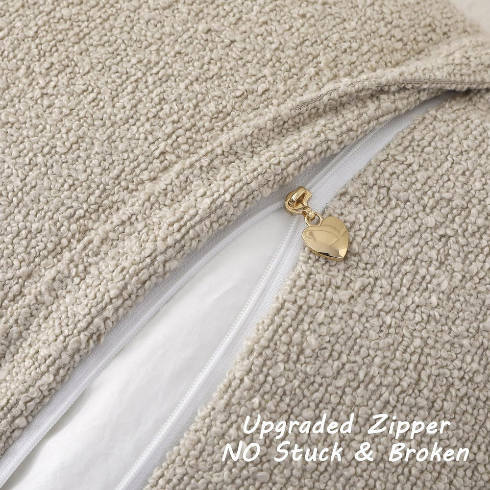 FUTEI Pack of 2 Boucle Textured Throw Pillow Covers 20x20 Inch, Beige