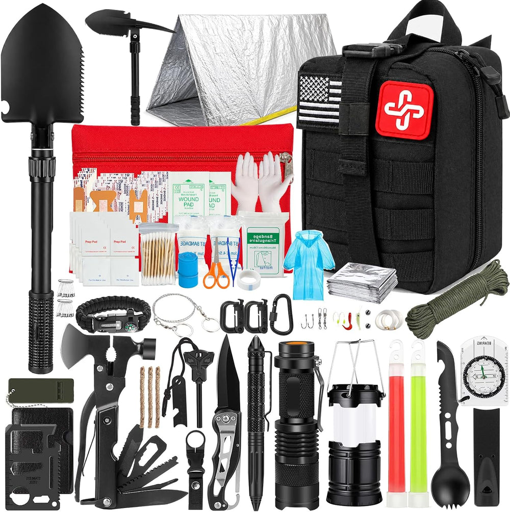 Survival Kit, 250Pcs Survival Gear First Aid Kit with Molle System Compatible...