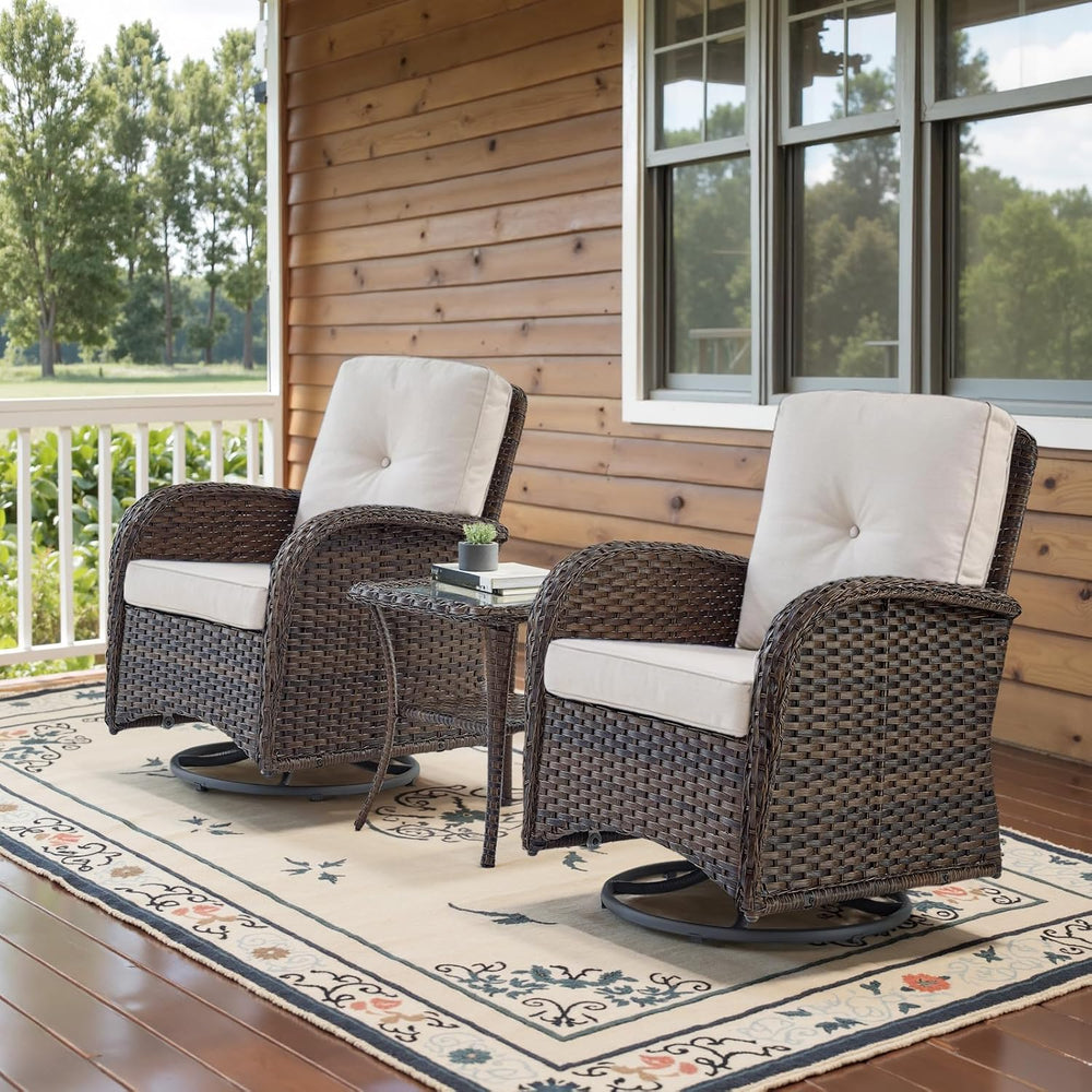 Belord Patio Wicker Chairs Swivel Rocker - Outdoor Swivel Rocking Chairs Set ...