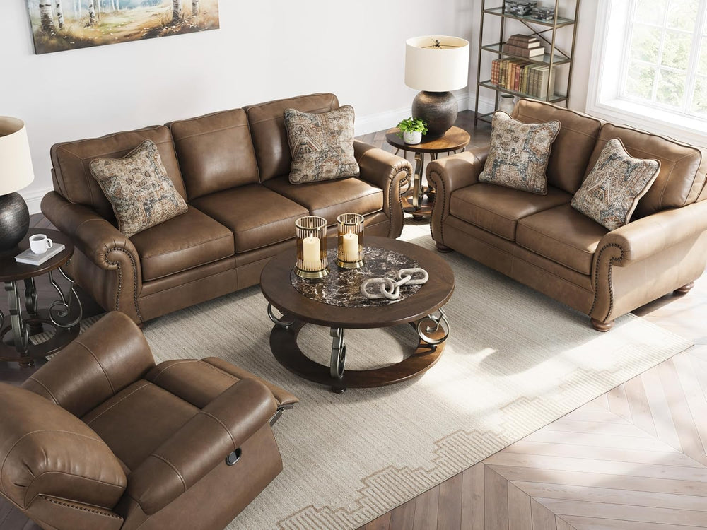 Signature Design by Ashley Faux Leather Sofa, Earth Brown, Chatterton