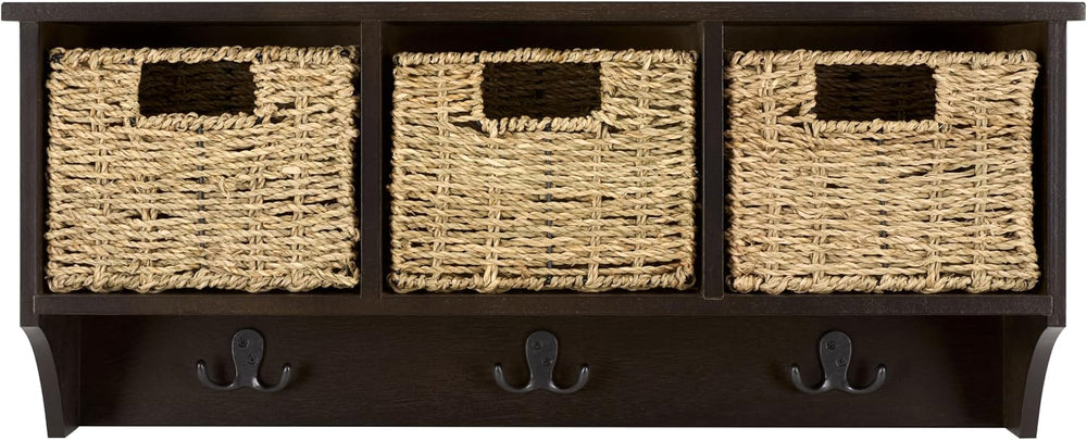 SAFAVIEH Home Collection - Finley Dark Chocolate Brown Wall Mounted 3-Basket ...