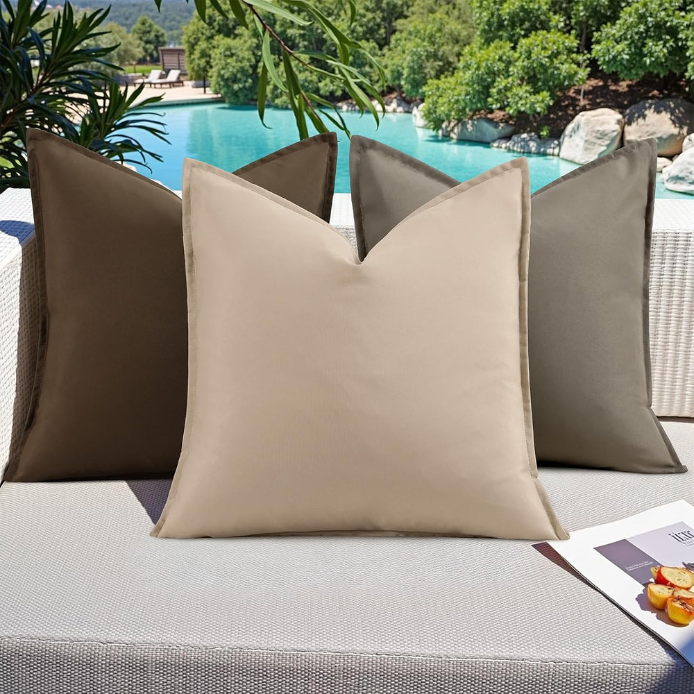 decorUhome Outdoor Waterproof Faux Linen Throw Pillow Covers 24x24 Set of 2